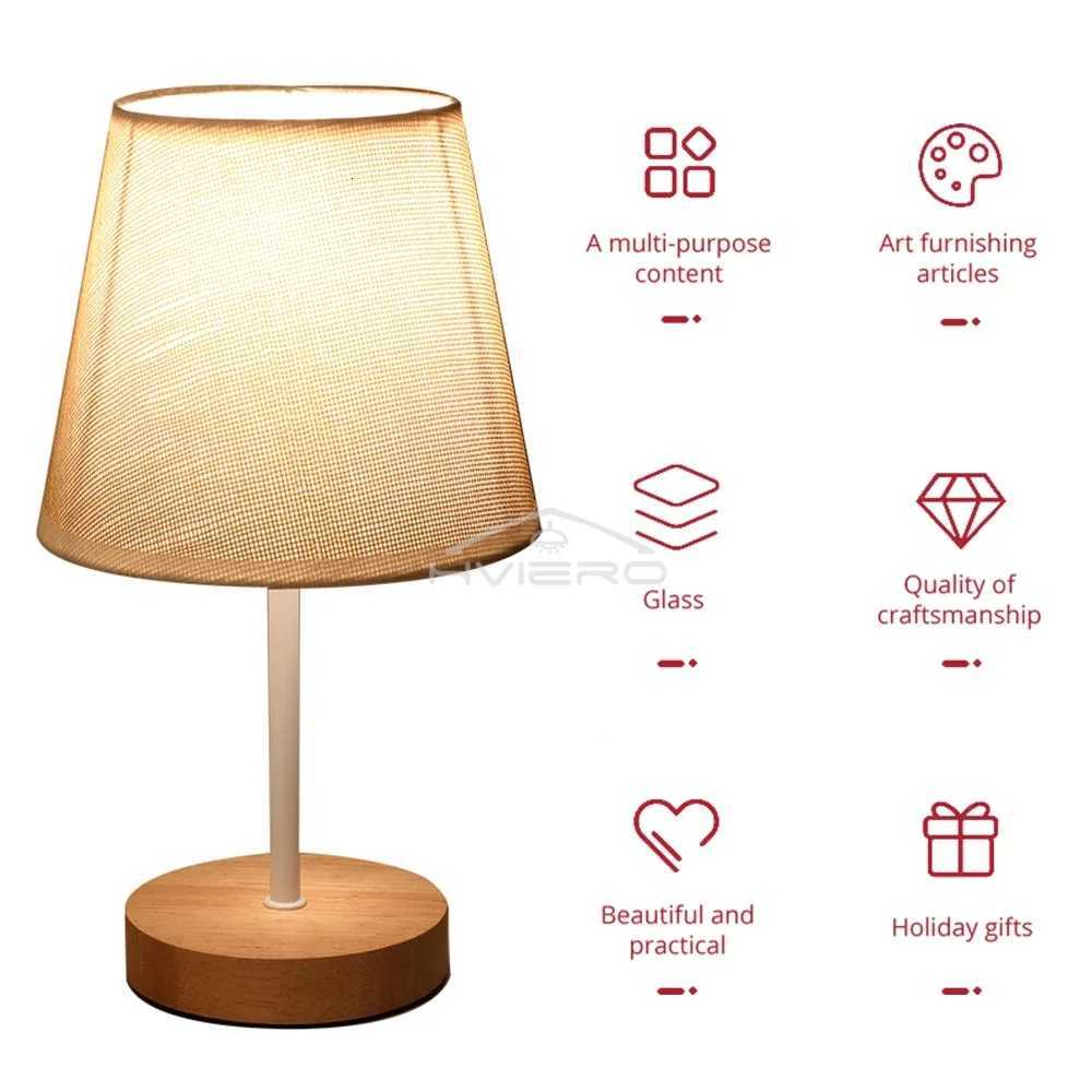Wooden Table Lamps USB Powered Nightstand Lamp Bedside Cylinder Shade Desk Light Bedroom Home Decor Modern Creative Gift BulbsM251125