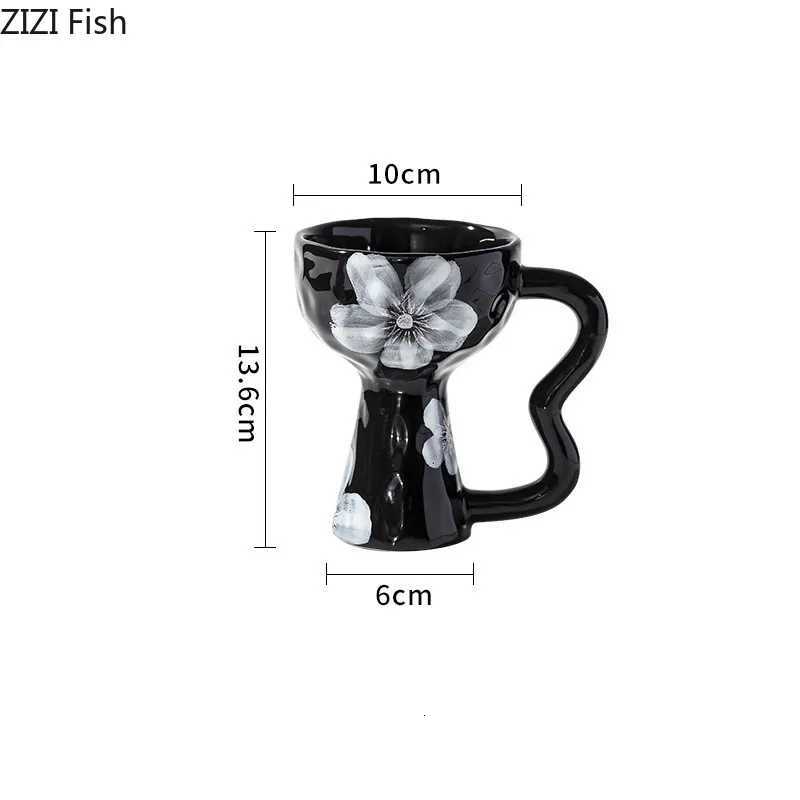 Vintage High Cup Ceramic Mug Office Afternoon Tea Coffee Cup Restaurant Ice Cream Dessert Cup European Household Cup Gifts Y251125