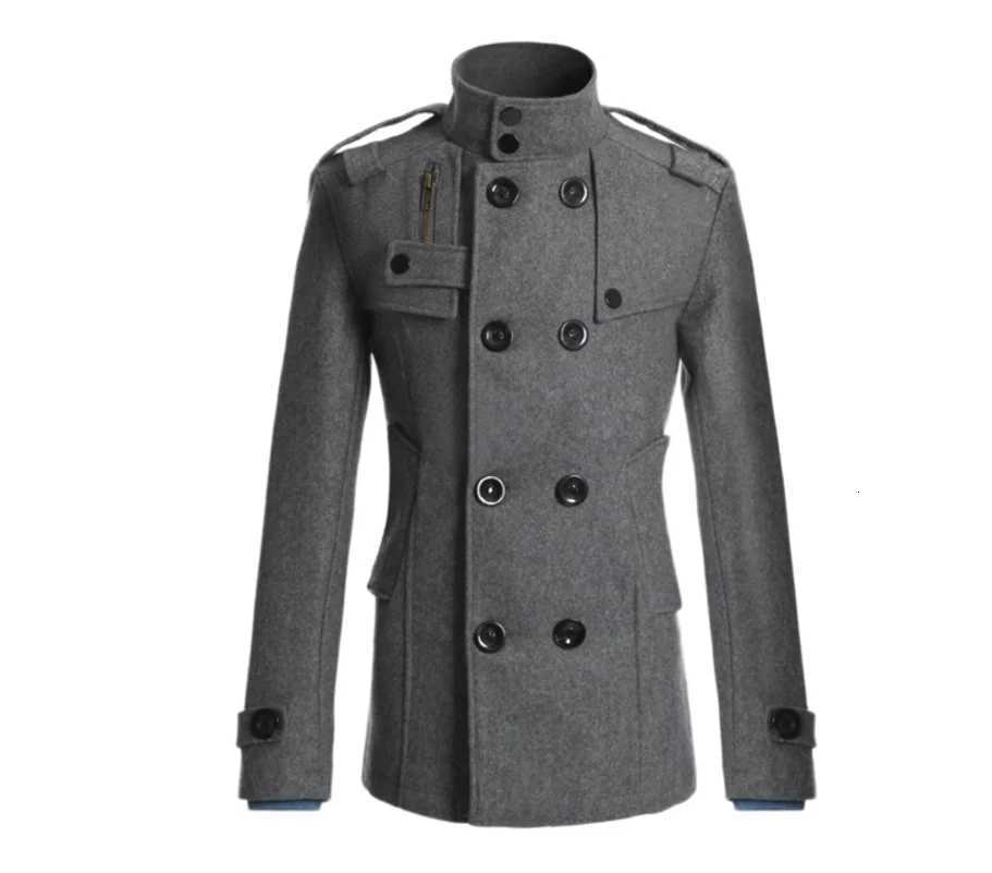 New Fashion Casual Long Sleeve Turtleneck Double Breasted Solid Color Slim Fit Wool Blends Coat For Men4 ColorsT251125