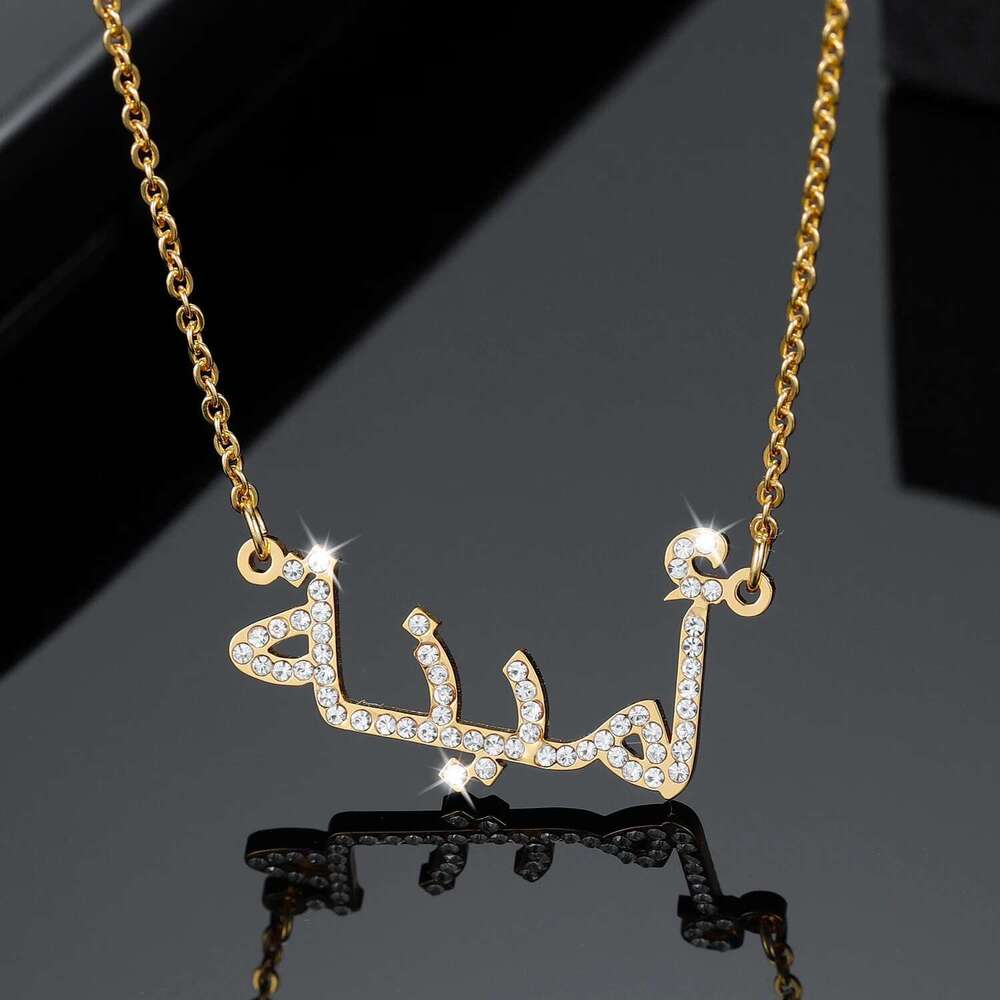 Name Necklace For Women Custom iced Out Names Necklaces Personalized Gold Stainless Steel Pendant Arabic Jewelry Gifts