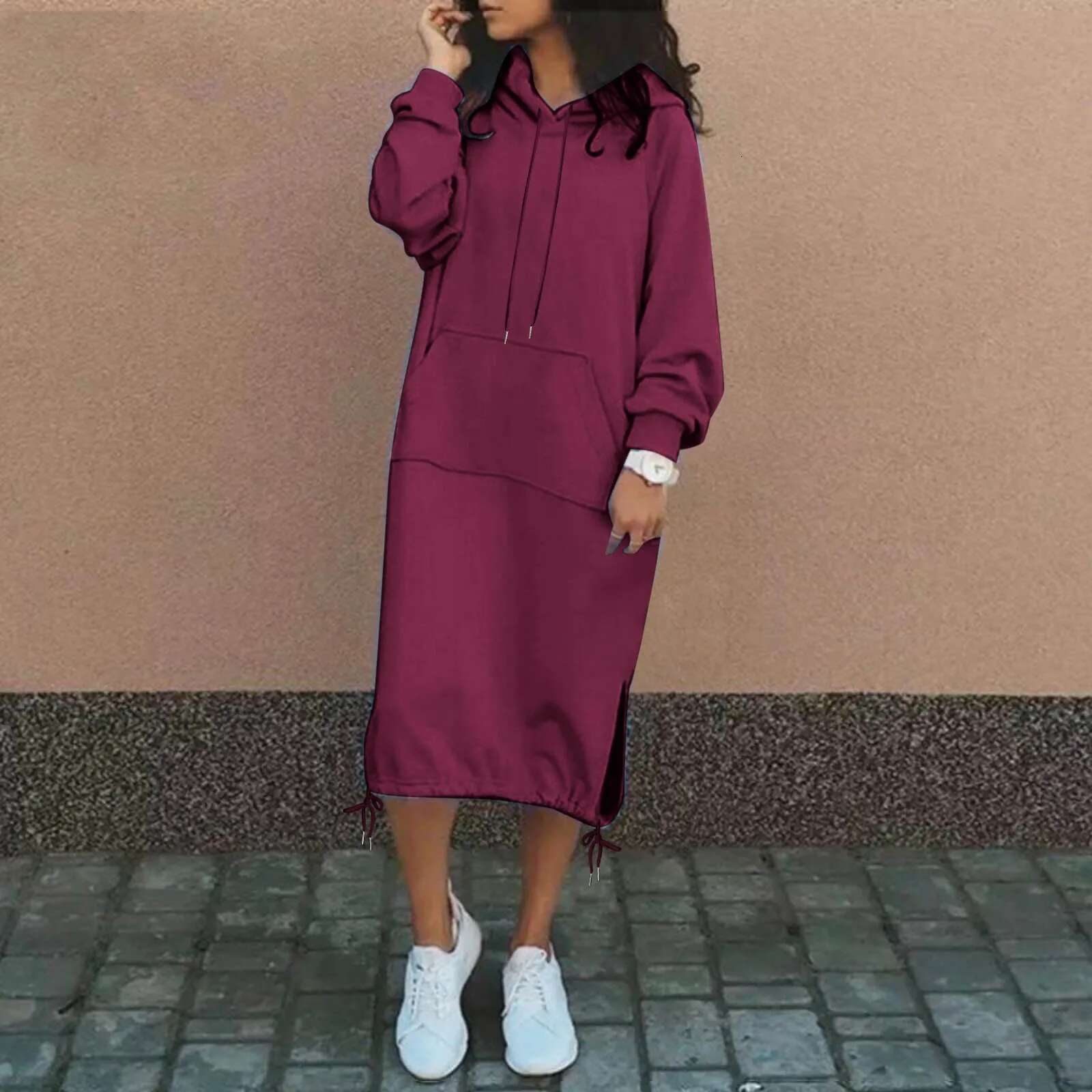 Dongdumaoyi Fashion Solid Sweatshirt Dress For Women O Neck Long Sleeve Casual Loose Femme Dresses New Office Ladies