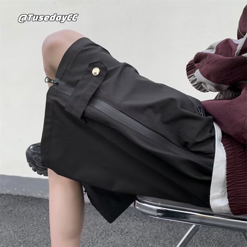 Temperament casual men's fashion trend brand sports five quarter pants, loose fit, new pocket style, trendy mid waist, youthful and popular