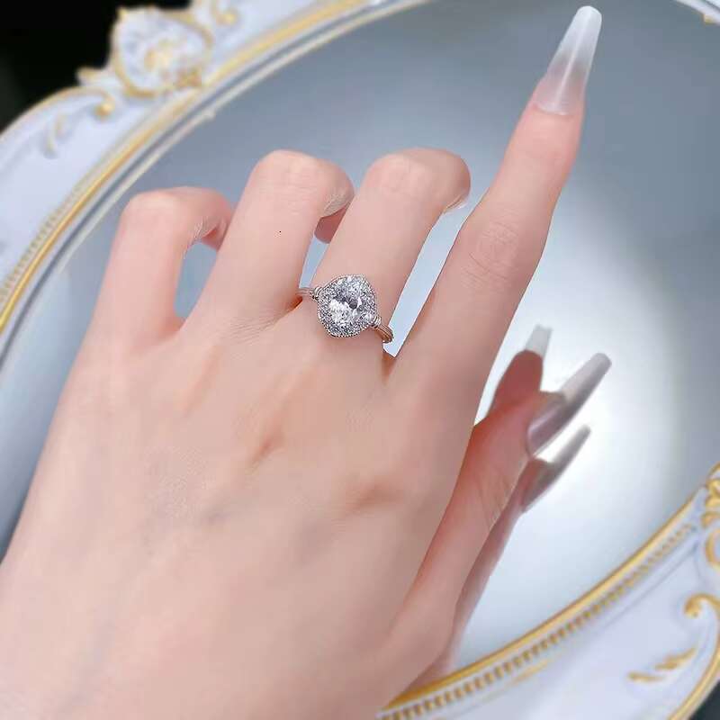 High Quality 1.5ct D Color Oval Cut Moissanite 925 Sterling Silver Womens Wedding Ring with 18K White Gold Plating
