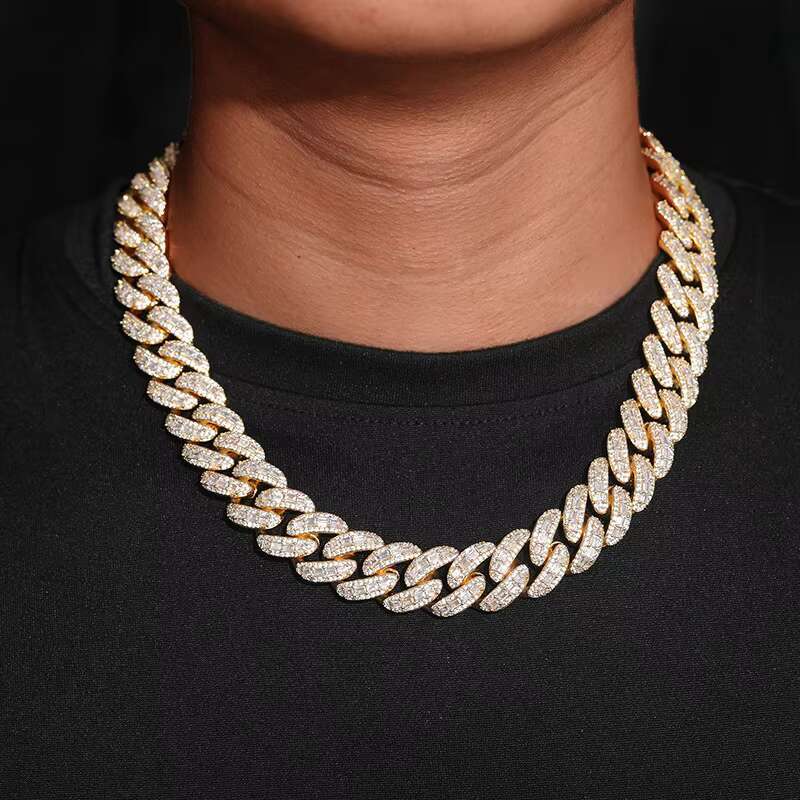 18MM 5A Synthetic Zirconia Iced Out Fashion Jewelry Necklaces Men Bracelets Women Mens Brass 18K Gold Plated Cuban Link Chain