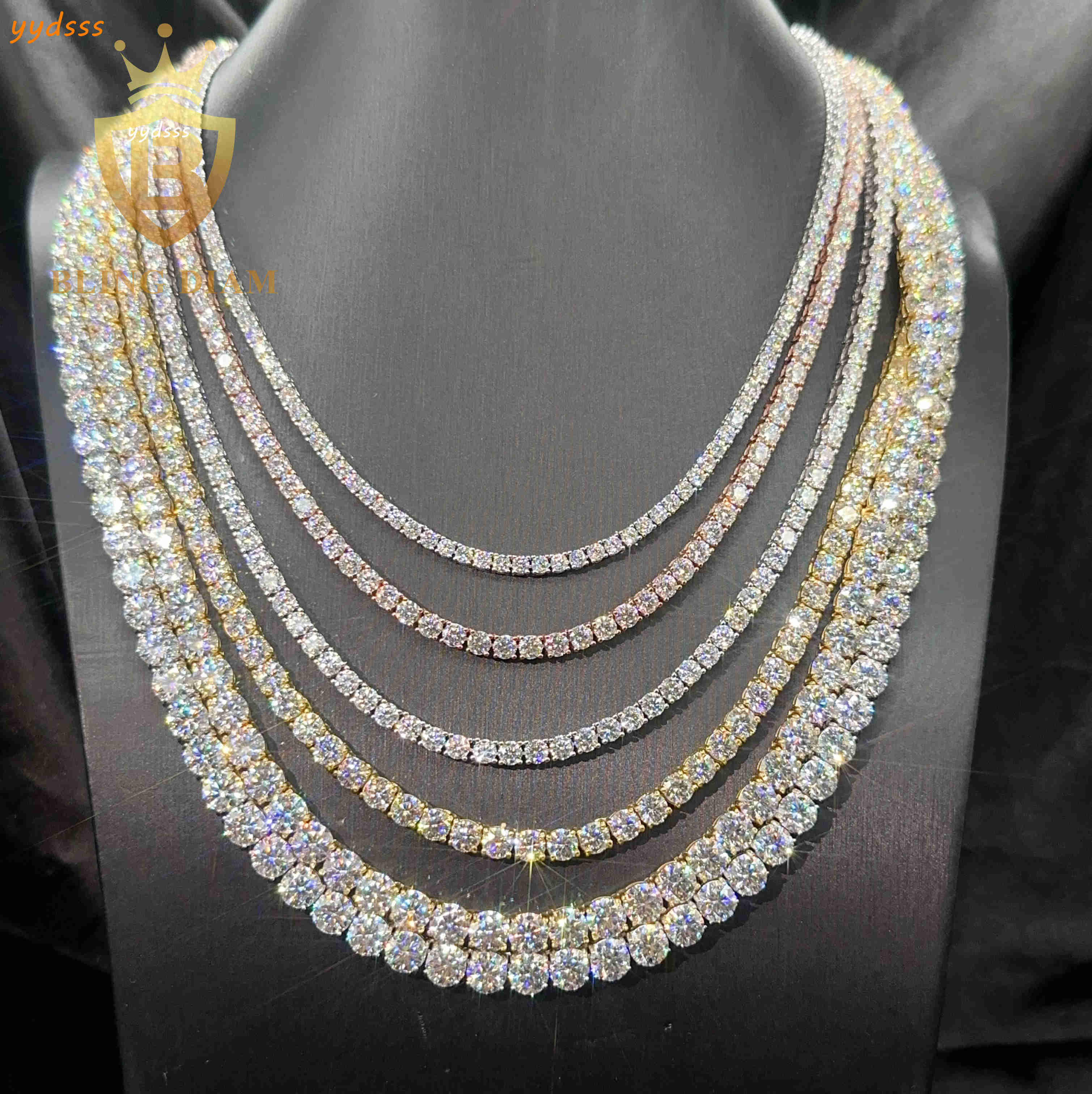 Wholesale Price Fine Jewelry Pass Diamond Tester S925 Sterling Silver 5mm Moissanite Women Men Necklaces Tennis Chain