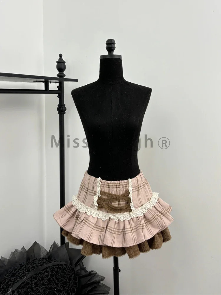 Sweet Kawaii 2-piece Japanese Womens Y2k Brown Retro TopChic Mini Cake Skin Female Princess Elegant Set Spring 250422