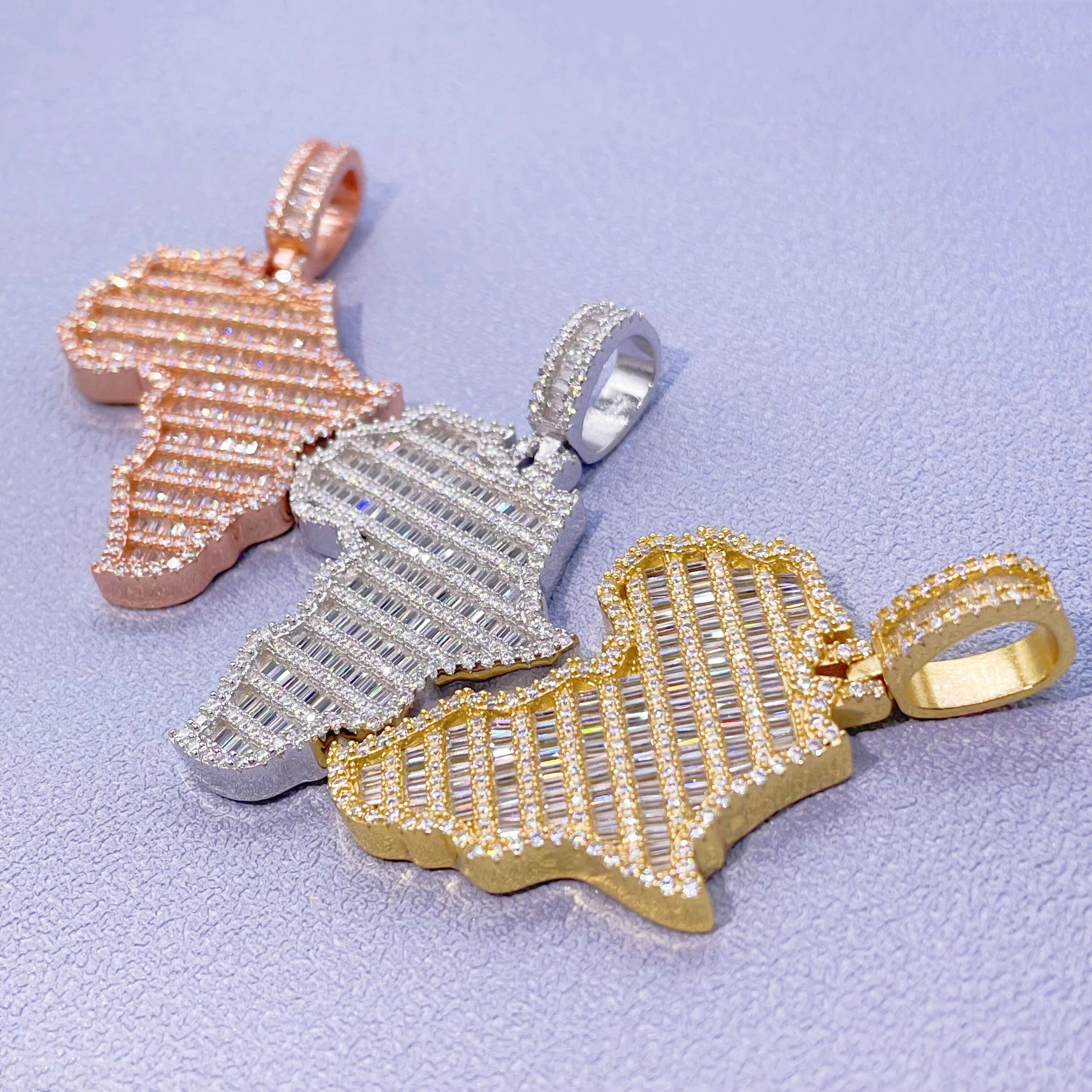 Fashion Top Quality Custom Moissanite Jewelry Map Pendant of Africa Iced Out VVS Moissanite Pendant