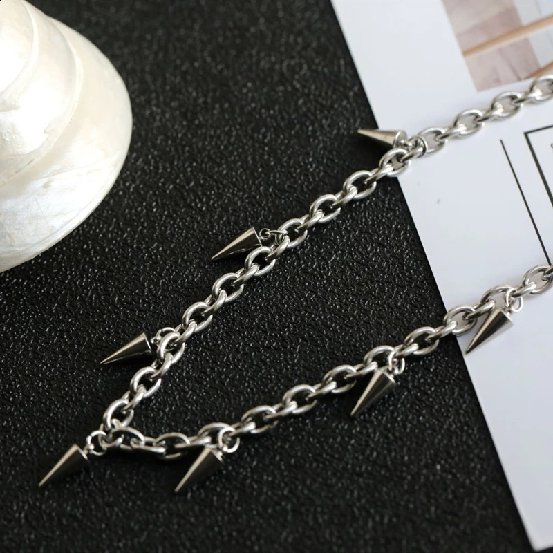 Stainless steel punk rivet chain necklace mens punk goth necklace spiky necklace rock statement jewelry gift 250422