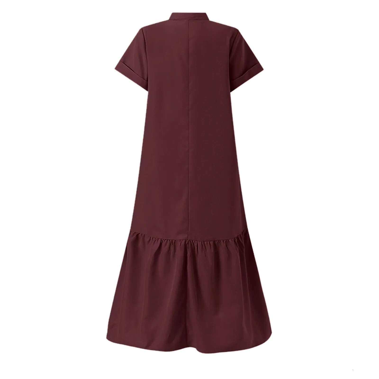 Dongdumaoyi Summer Bohemian Style Long Dress For Women Casual V Neck A Line Layered Ruffled Ankle Length Solid Loose Maxi Dresses