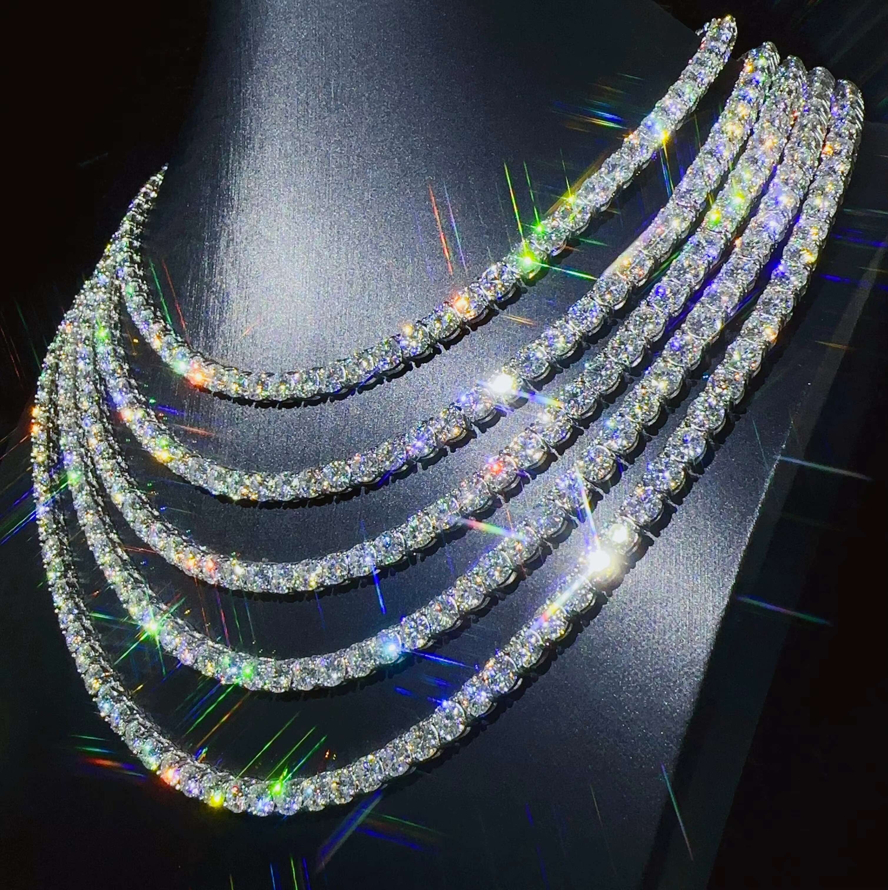 Fashion Jewelry Hip Hop Necklace Pass Diamond Tester 5mm Vvs Moissanite Iced Out Tennis Chain for Men Women