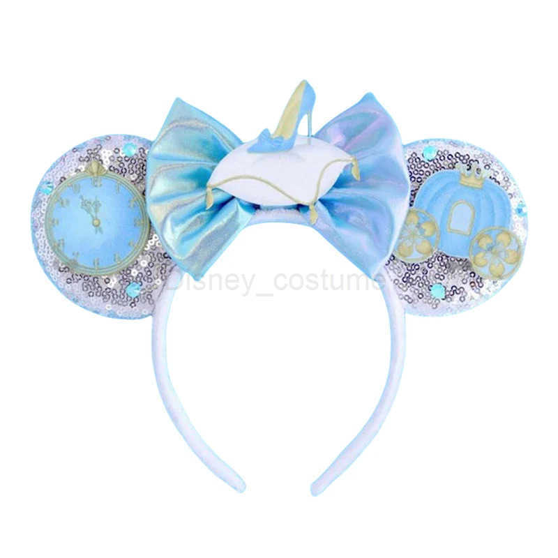 Disney New Mickey Mouse Headband High Heels Hair Accessories Female Princess Ears Headband Female Crown Bow Glitter Olaf Hair Band X250425