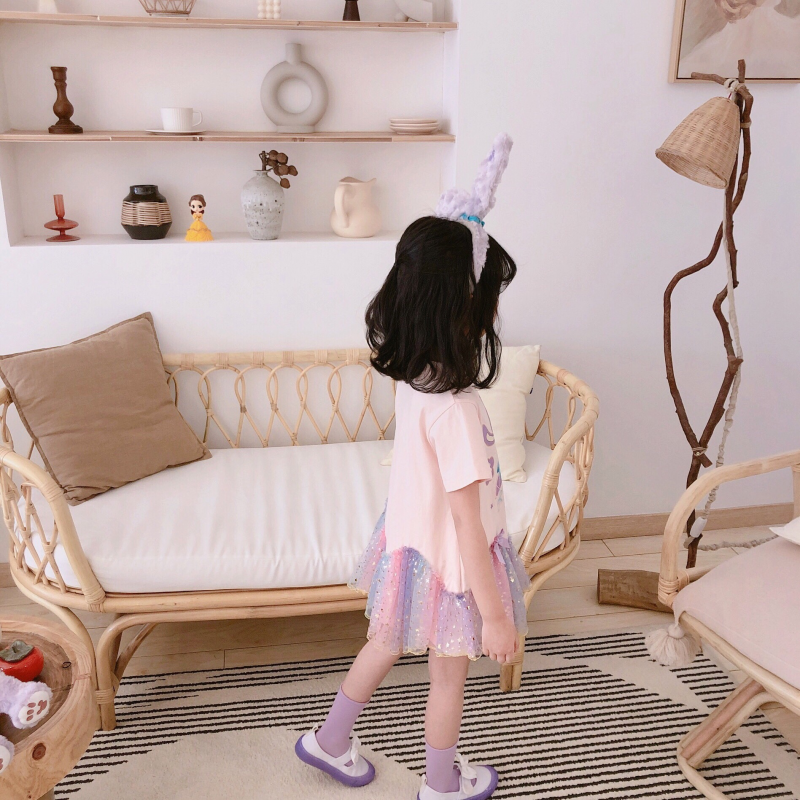 DISNEY Kids designer clothes Star Darla princess dress Kids clothes Summer cartoon dress Girls' mesh dress Baby dress.