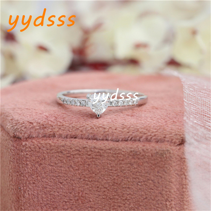 Jewelry 0.5 Carat Heart Cut Lab Grow Diamond Half Band Engagement Ring For Women Real Gold Anniversary Womens Gold Ring