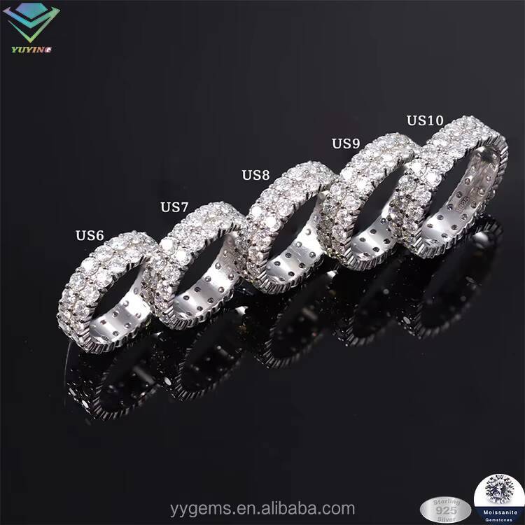 Fashion Hip Hop Diamond Ring Vvs Moissanite Pass Diamond Tester Sterling Silver 925 Gold Fine Jewelry Ring for Rapper Men
