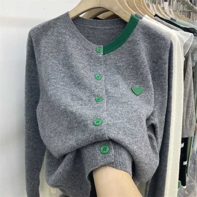 Spring Autumn New in Gentle Temperament Knitted Cardigan Womens Long Sleeved Fashionable Casual Loose Sweater Jacket TopT251125