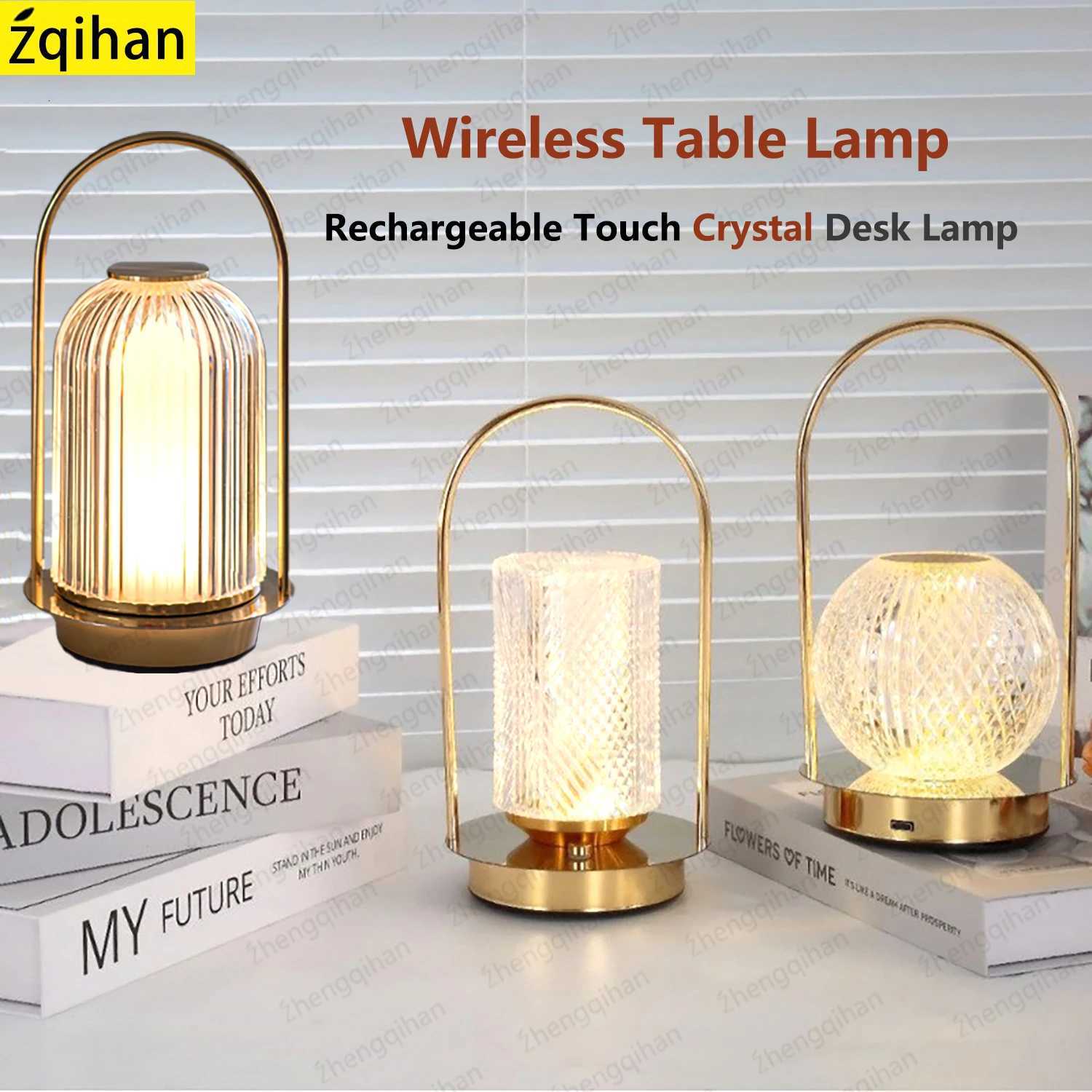 LED Crystal Table Lamp USB Touch 3-Color Stepless Dimming Rechargeable Bedside Light For Bedroom Restaurant Bar Decor Desk LampM251125