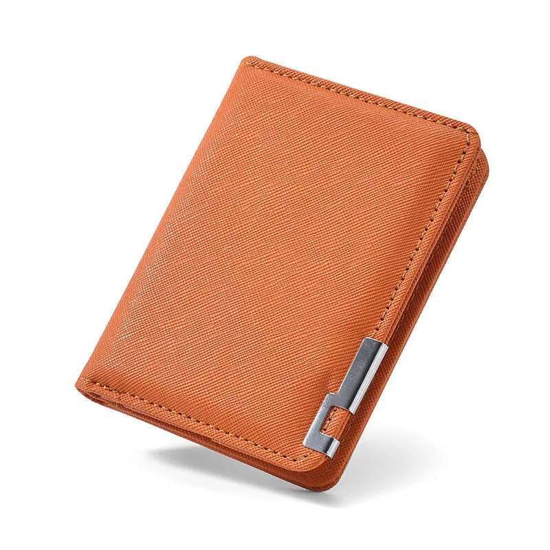 Men Soft PU Leather Black Solid Color Simple Short Ultra-Thin Wallets Multi-Card Slots Card Holder Small Coin Purse