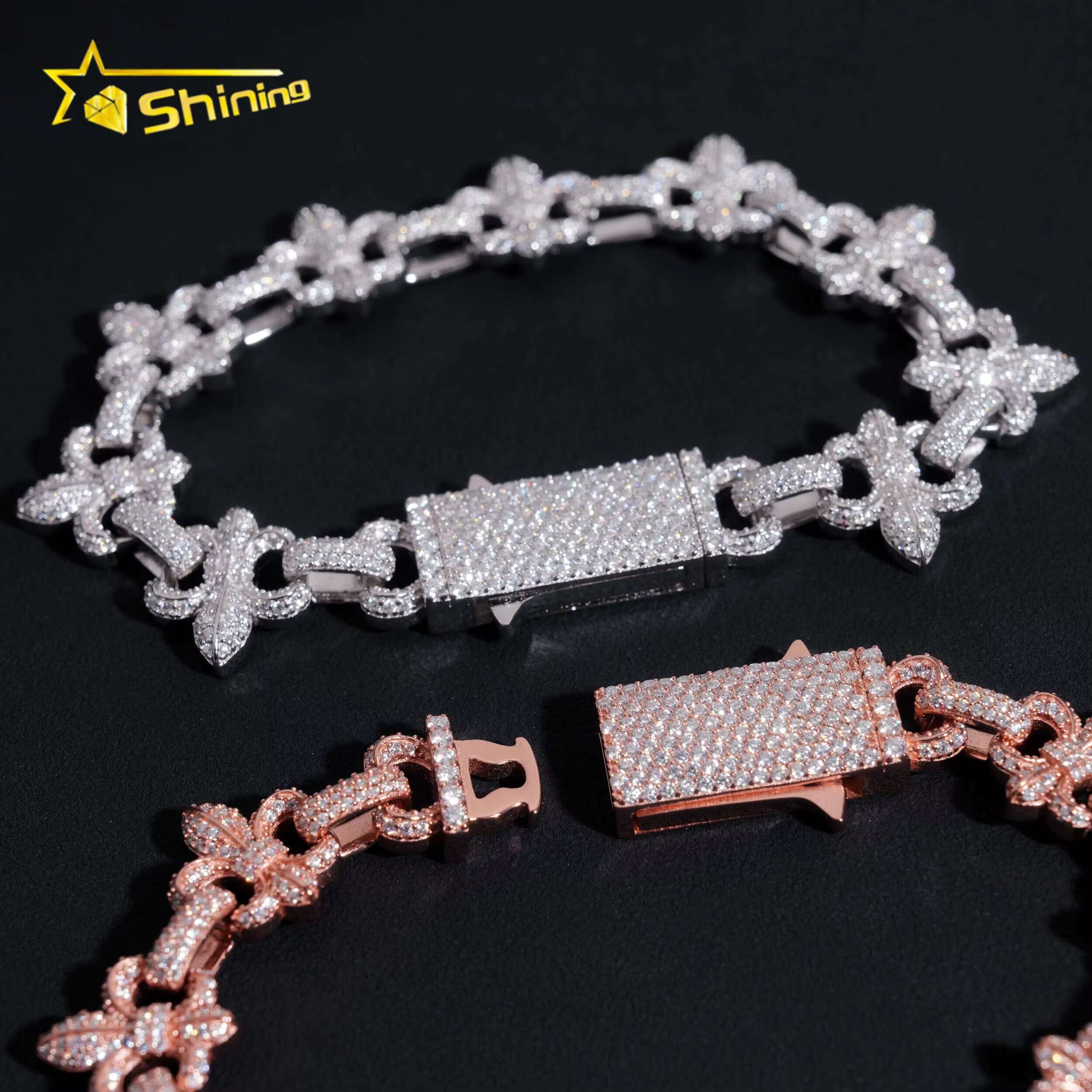 New Arrivals Fashion Infinity Hip Hop Top Quality VVS Moissanite 925 Silver Iced Out Bracelets