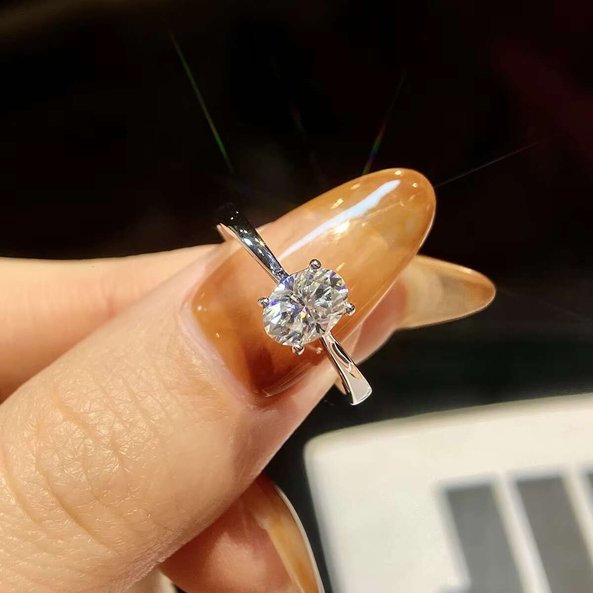 1CT Oval Cut Moissanite Ring 925 Sterling Silver 18K Gold Plating Wedding Diamond Rings for Women Engagement Bride Jewelry