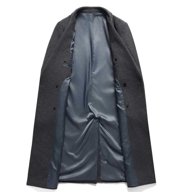 Winter Mens Woolen Coat Thicken Warm Trench Coat Men Wool Casual Double Fashion Breasted Long Overcoat MenT251125