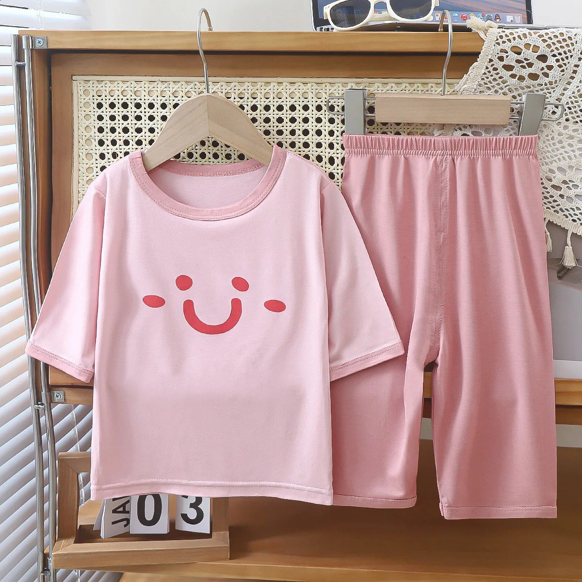 Childrens sleepwear lounge set mens clothing girls fashion summer thin medium and large childrens 250422