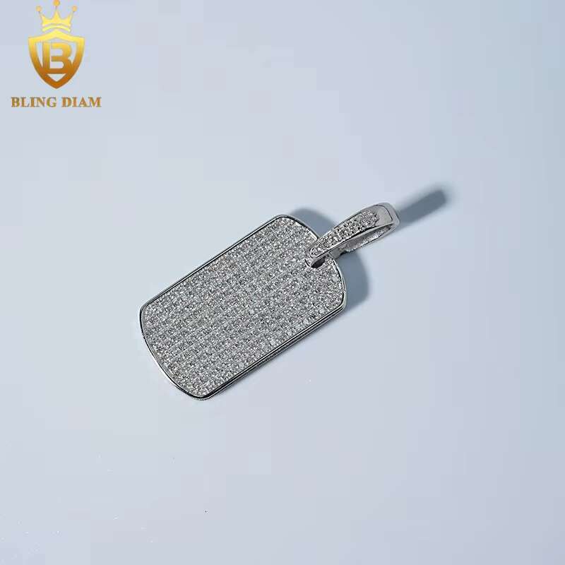 Wholesale Price Small Dog Rectangle Pendants Hip Hop Fine Jewelry Moissanite Iced Out 925 Silver Charm Pendant