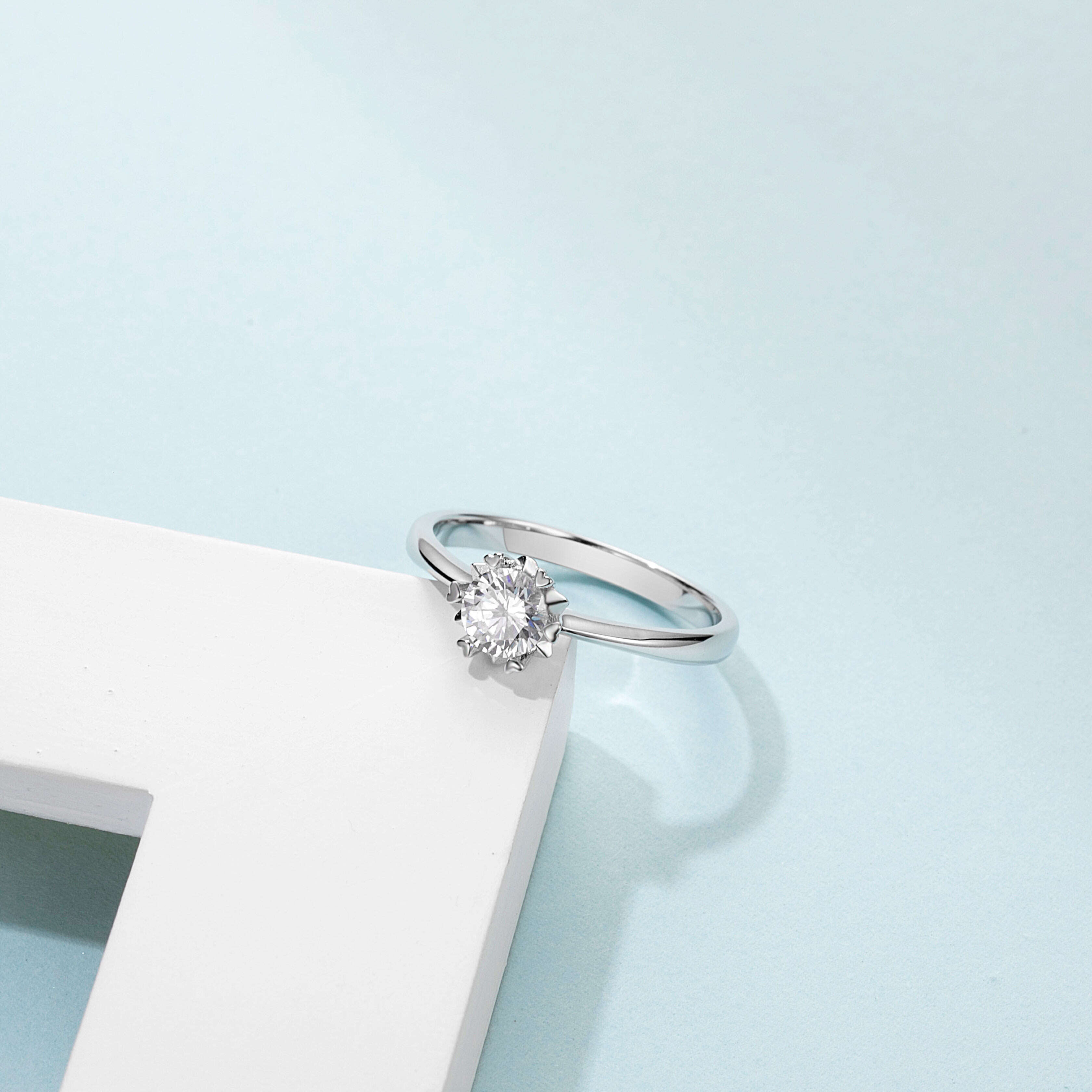 Custom Wedding Ladies 925 Sterling Silver Engagement GRA VVS 0.5ct Moissanite Ring Women Jewelry