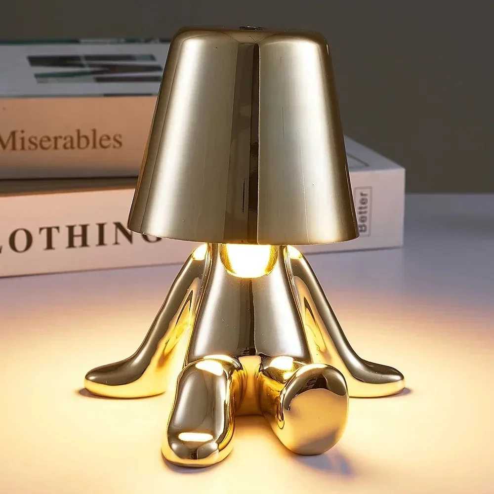 Little Golden Man Table Lamp Living Room Bedside Childrens Room Art Decor Night Light Creative Coffee Shop Bar Desk LampsM251125