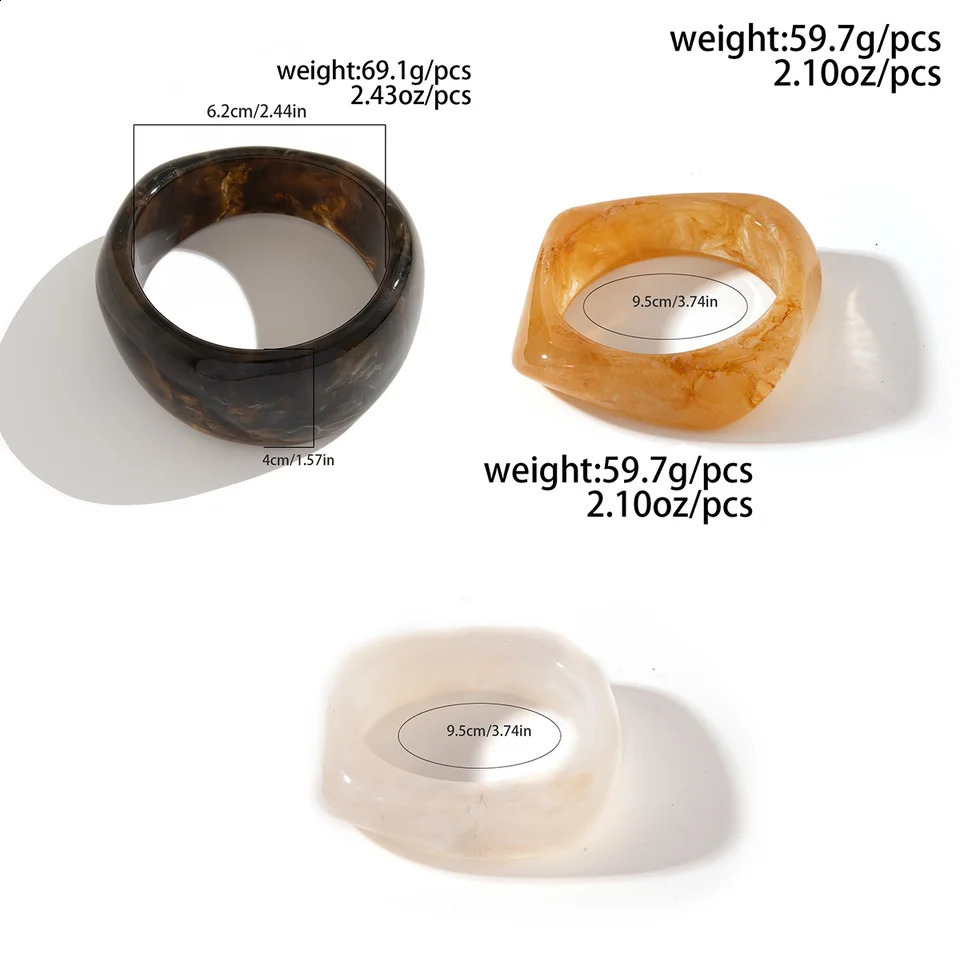 Ingemark Exaggerated Resin Geometric Block Bracelet Suitable for Punk Hip Hop Wide Arm on Womens Hands Aesthetic Y2K Jewelry Gift 250415