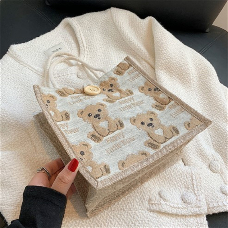 New Free Delivery Designer Shoes By 2025 Little Bear Linen Women's Outgoing Handbag 2024 Internet Celebrity Instagram Small Student One Shoulder 
