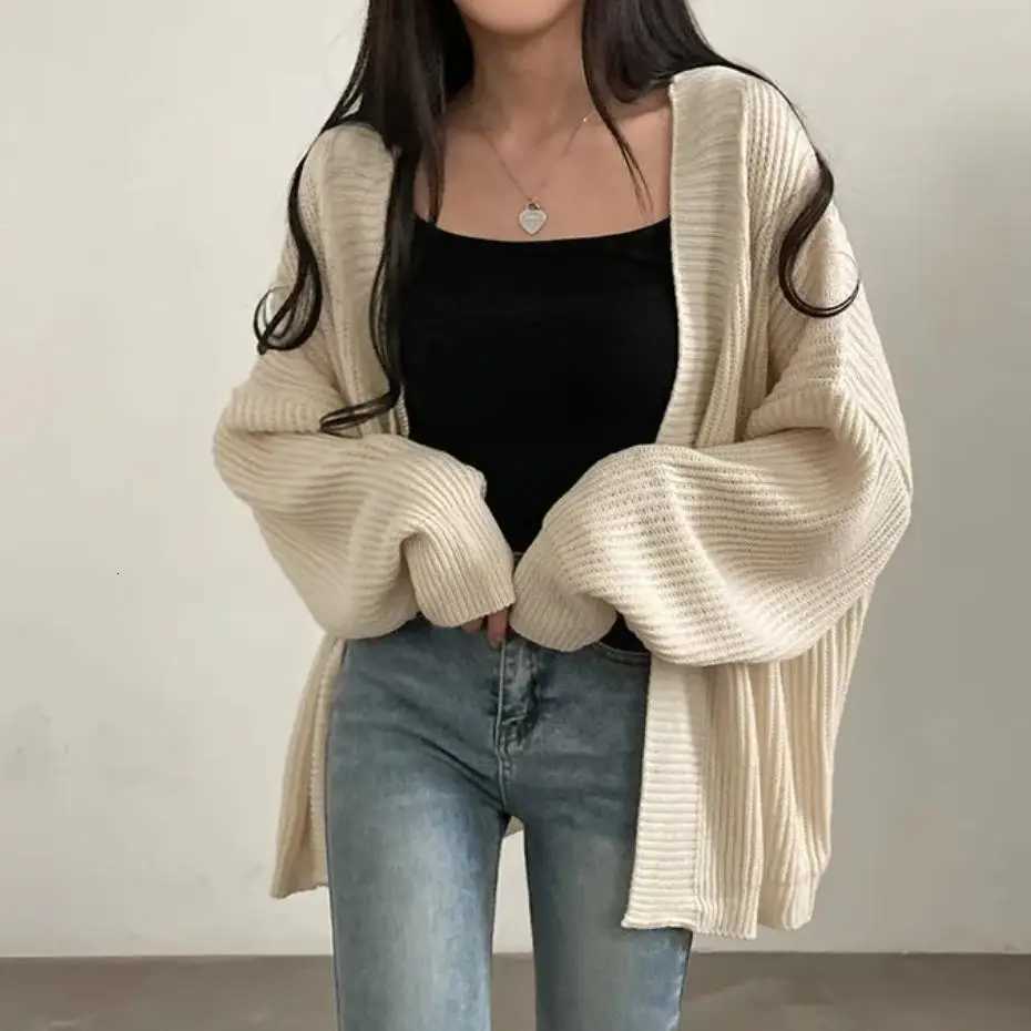 NEW Fashion Girl Korean Chic Autumn and Winter Solid Color Lazy Loose Casual Cozy Sweater Jacket Womens Knitted CardiganT251125