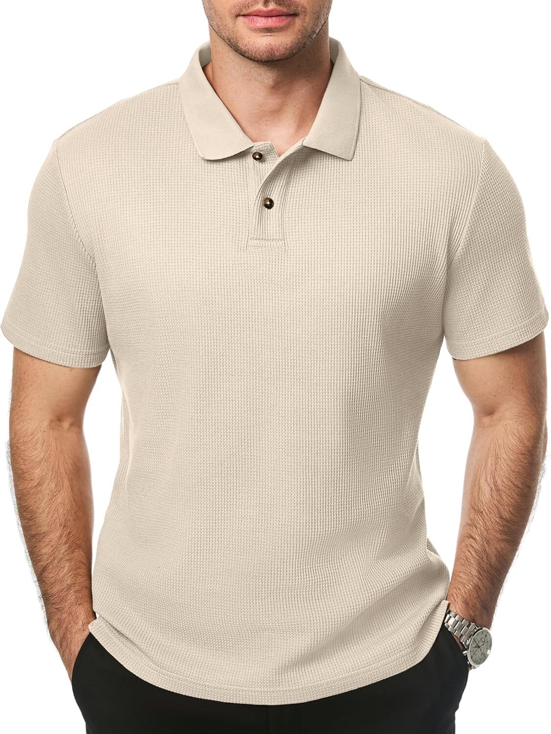 Mens Polo shirt Summer Casual Short Sleeve T-Shirt Button Up Solid Color Henley Casual tops summer clothes Short sleeve