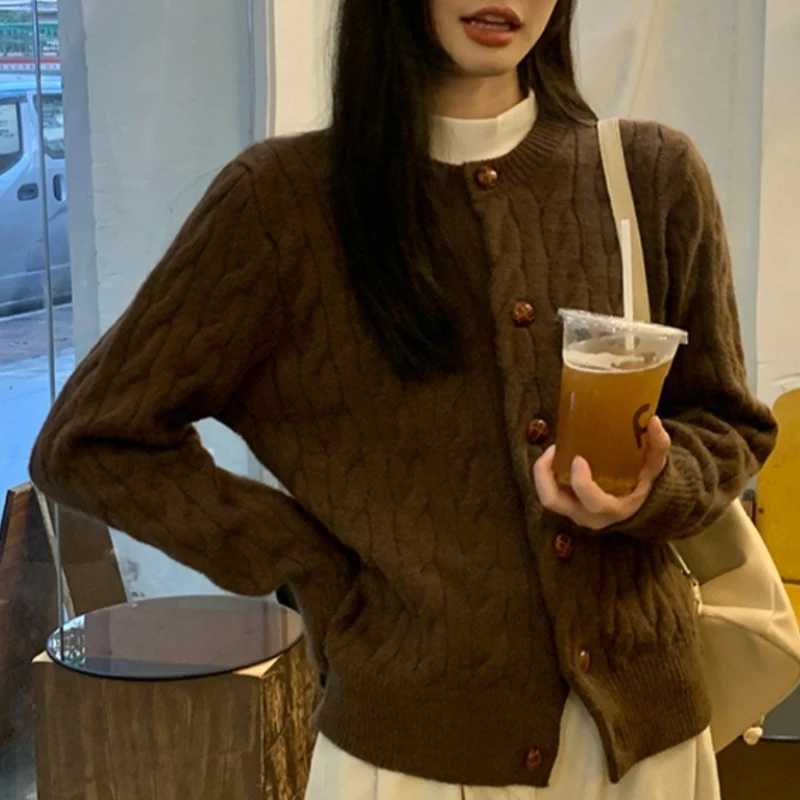 Fashion Autumn Women Long Sleeve Cardigan Sweater Twist Loose Knitted Top Winter Korean Style Elegant Casual KnitwearT251125