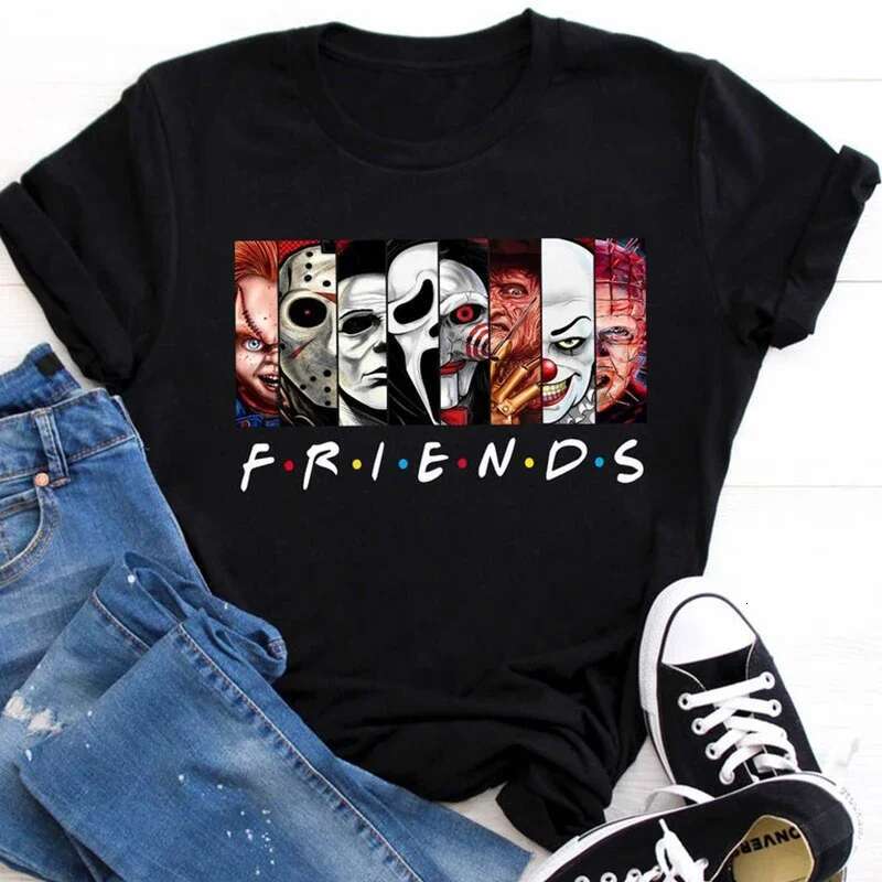 Dongdumaoyi Good Friends T Shirt Best Stephen King Horror Character Print Cartoon Women S Fashion Oversized Shirt Halloween