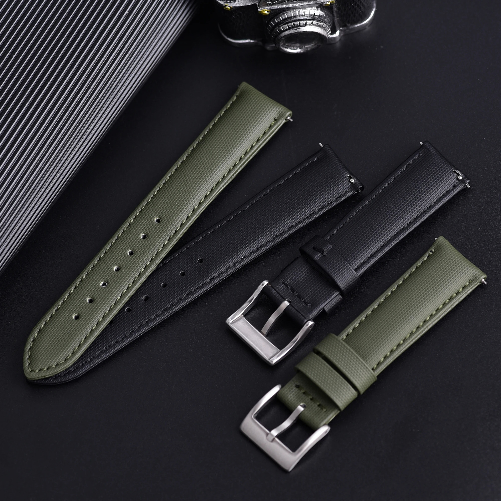 Style Two-Sided n Quality Sailcloth Watch Strap 20mm 22mm Quick Release Waterproof Leather Wristband Smart Watch Bands 250425