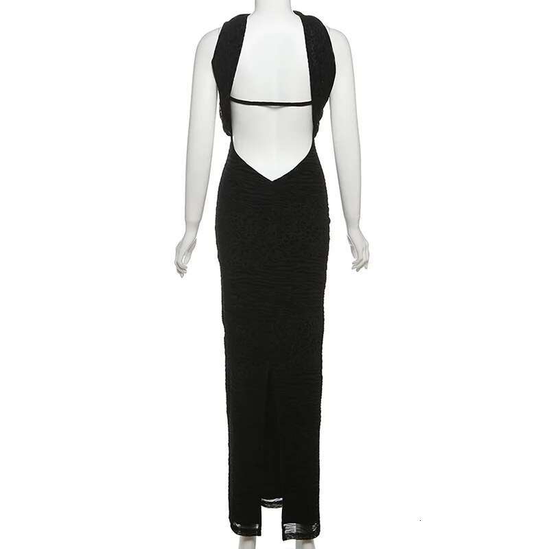 Dongdumaoyi Townlike Flocking Nightclub Sexy Party Dress Women Halter Spring Summer Slim Bodycon Maxi Long Dresses