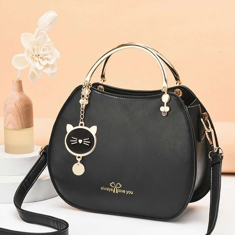 2023 New Popular And Cat Crossbody Korean Fashion Handbag Girls' Solid Shell Women's Shoulder PU Leather Bag