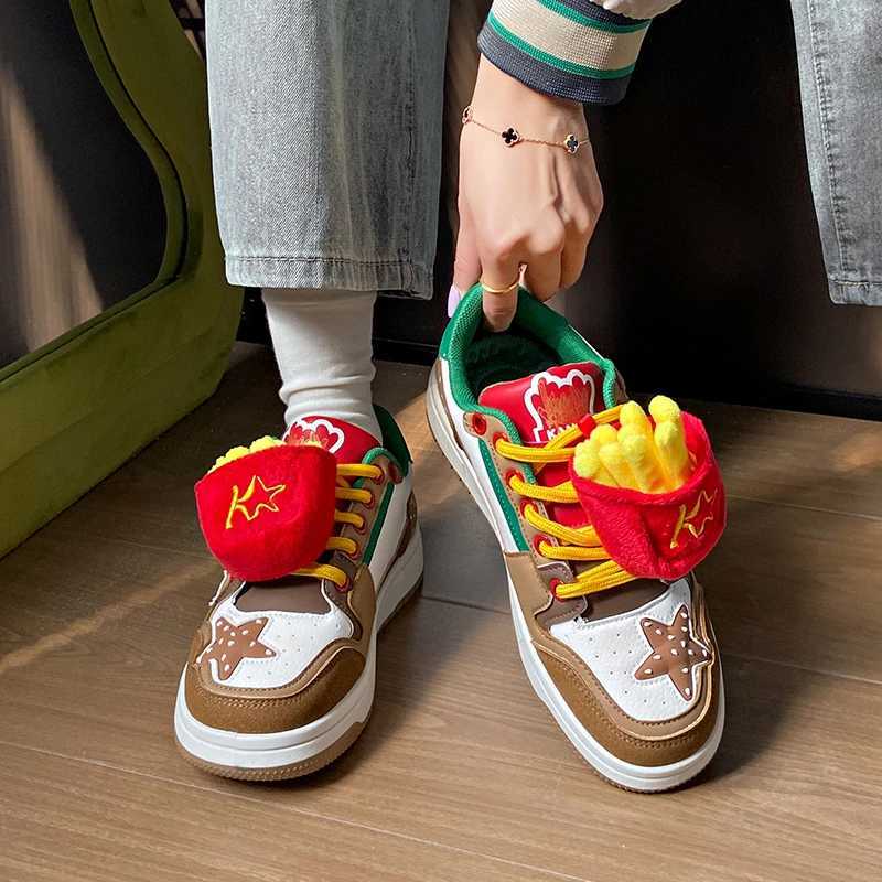 Men Platform Sneakers Personali Fries Design Skateboard Casual Sports Shoes Cfortable Trainers Lace Up Sneakers For Couple Y251125