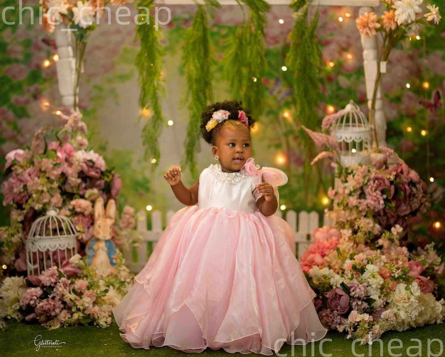 2026 Pink Ball Gown Flower Girl Dresses Pearls Organza Crew Little Girl Christmas Peageant Birthday Christening Tutu Dress Gowns ZJ422