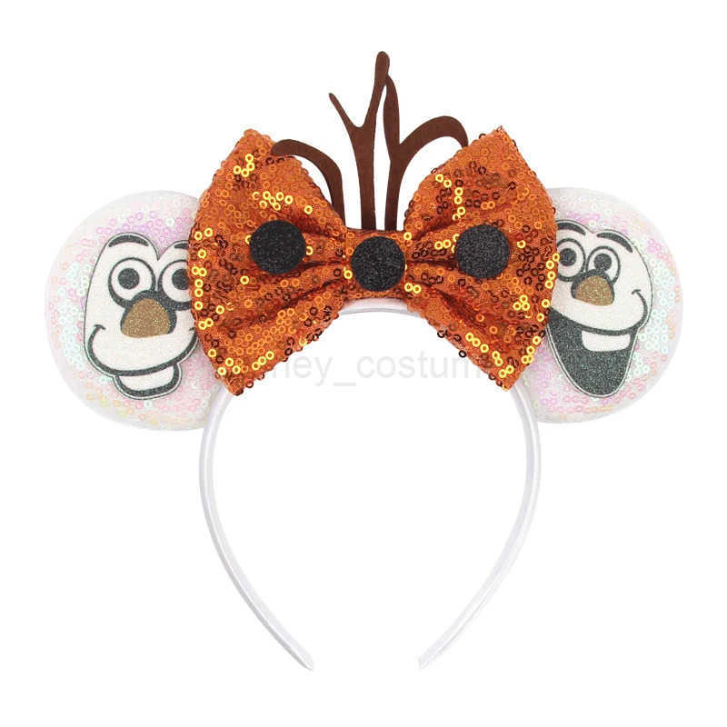 Disney New frozen snowflake mouse ear headband girl boy glitter 5 bow hair Christmas party role-playing hair accessories X250425