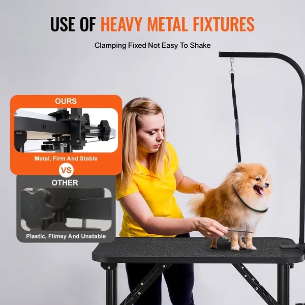 Pet Grooming Table Arm with Clamp, 32''x18'' Dog Grooming Station, Foldable Pets Grooming Stand for Medium and Small Dogs