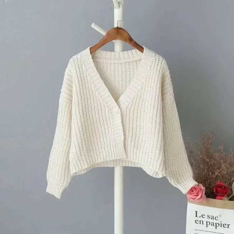 V-neck Women Cardigan Sweater Fashion Casual Loose Knitwear Long Sleeve Coats Autumn Elegant Winter Warm Solid Color Knitted TopT251125