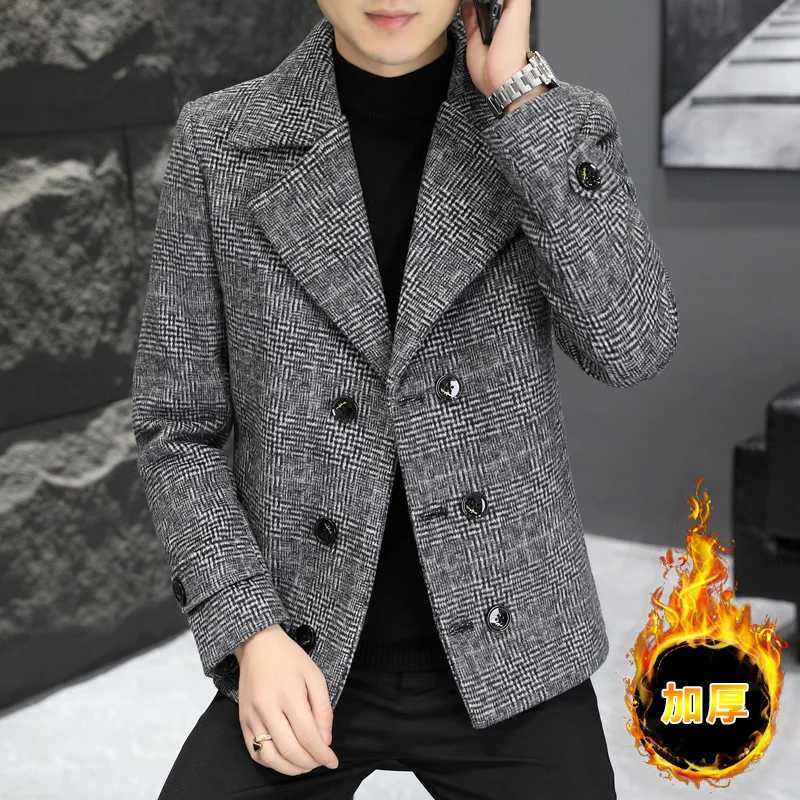 British Style Winter Mens Woolen Jacket Double Breasted Thickened and Warm Suit Jacket Casual Business Social Trench Coat M-4XLT251125
