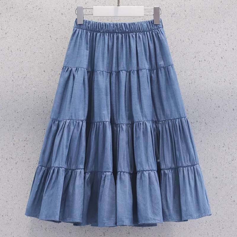 Retro Spring A-LINE Elastic Waist Girls Denim Shorts Layered Tight Clothes Childrens Clothing 250424