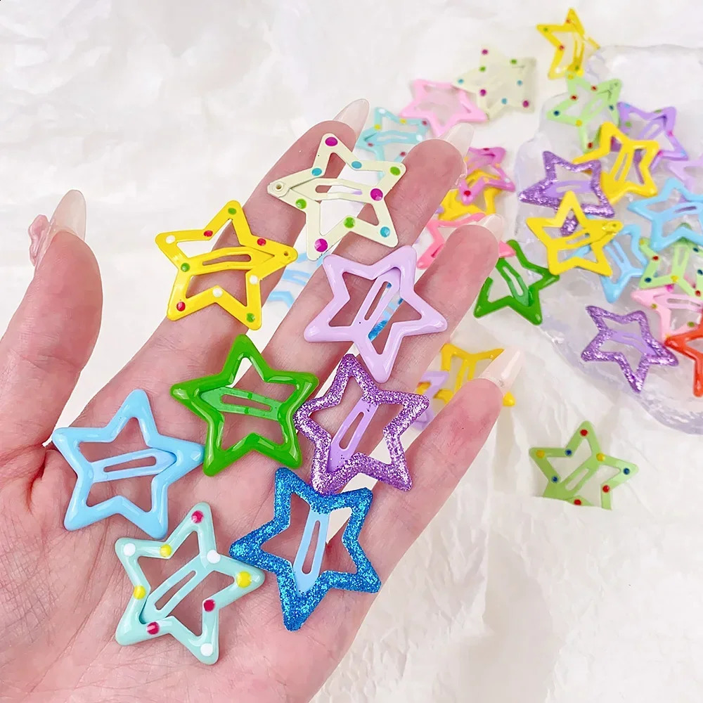 210 silver star Y2K BB hair clips for women Grils cute metal side bucket clip headwear 250417
