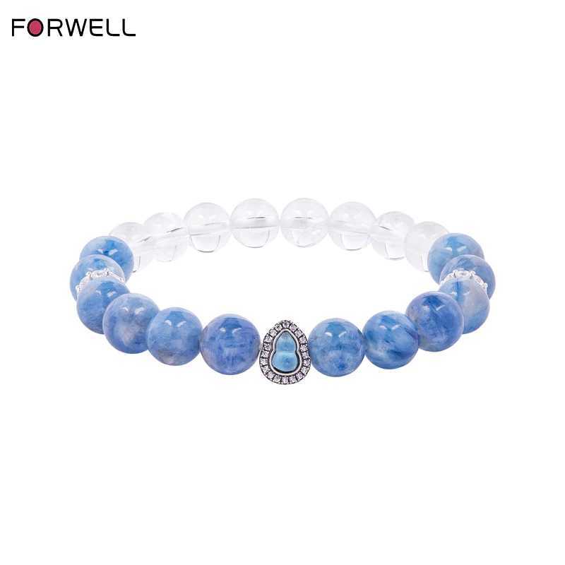 FORWELL Natural White and Blue Crystal Bead Bracelet Sterling Silver Fortune Gourd Bracelet Women Light Luxury Premium J251125