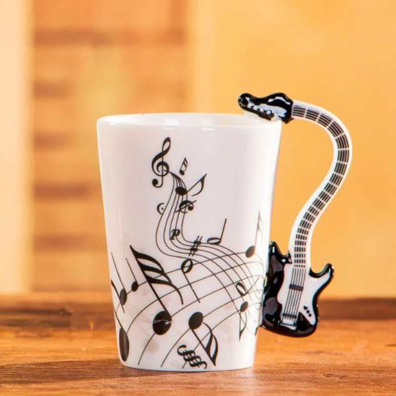 240ml Creative Music Ceramic Mug Guitar Violin Style Cute Coffee Tea Milk Stave Mugs And Cups with Handle Novelty Gifts Y251125
