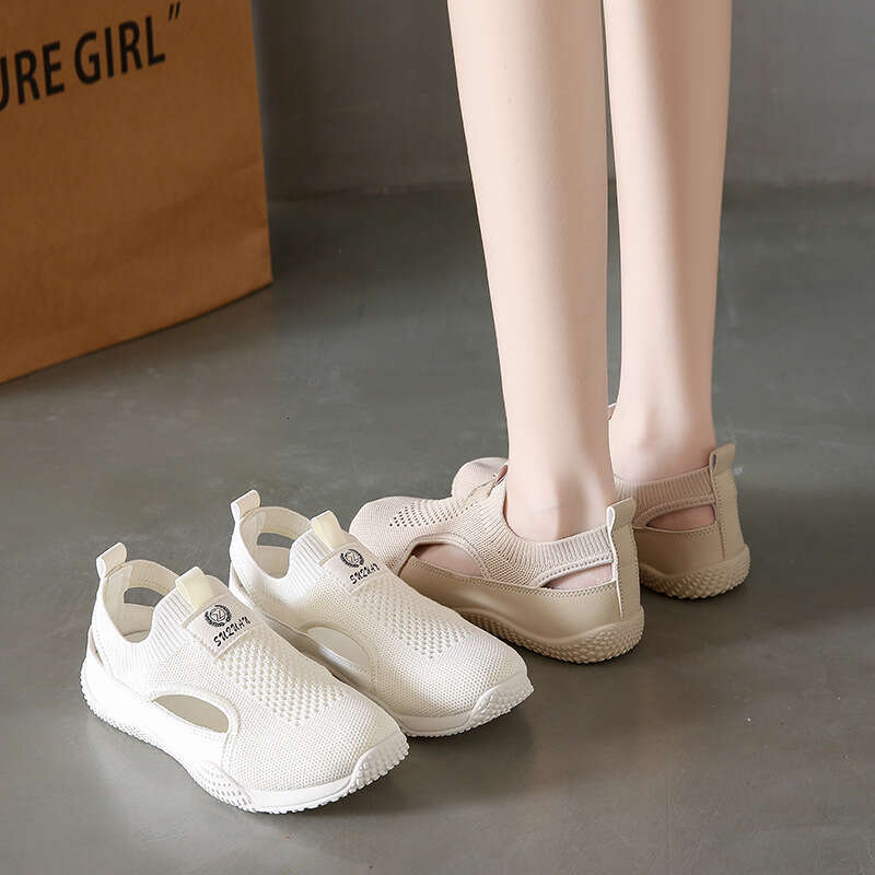 2024 Little White Summer New Korean Edition Ins Female Student Casual Hollow out Versatile Flyknit Women's Shoes K1506