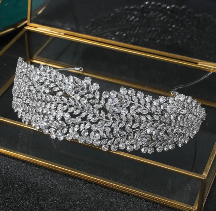 Bridal Headband For Wedding Headdress Cubic Zirconia CZ Bride Tiaras Crowns Headpiece Prom Party Hair Jewelry Hairbands 250420