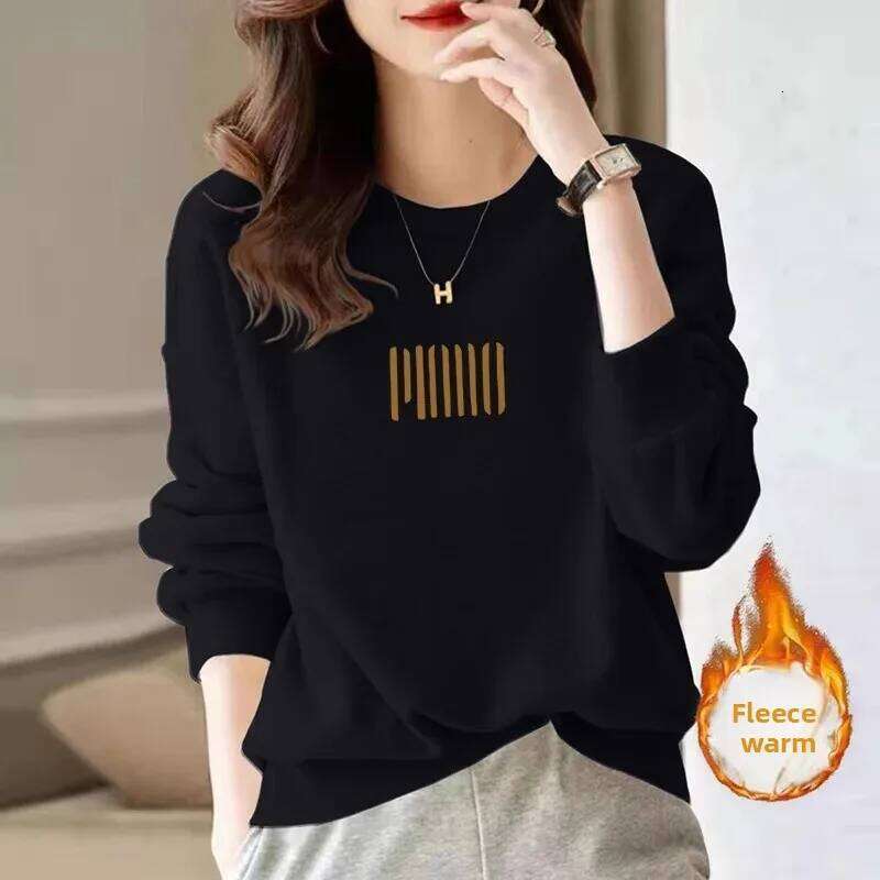 Loose Large Size Round Neck Sweatshirt Women's Slimming Belly Covering Lazy Base Layer Overhead No Cap Top Winter Thickened